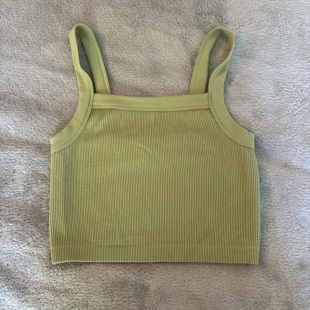 Olive Green Ribbed Tank Top